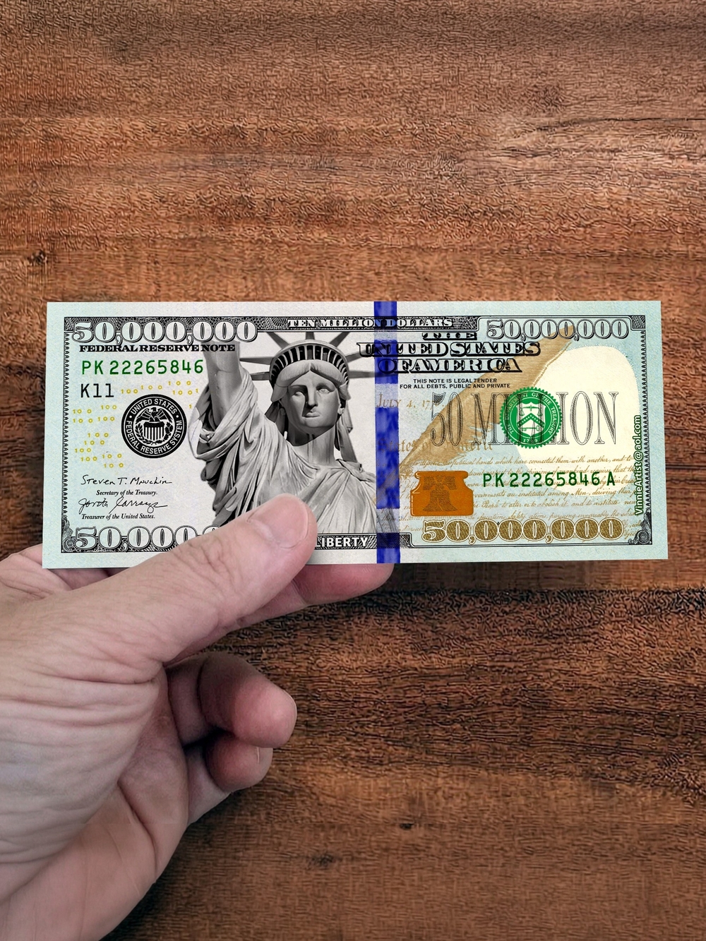 Novelty Bill for your Vision Board - Fifty Million Dollar Bill 50 Million